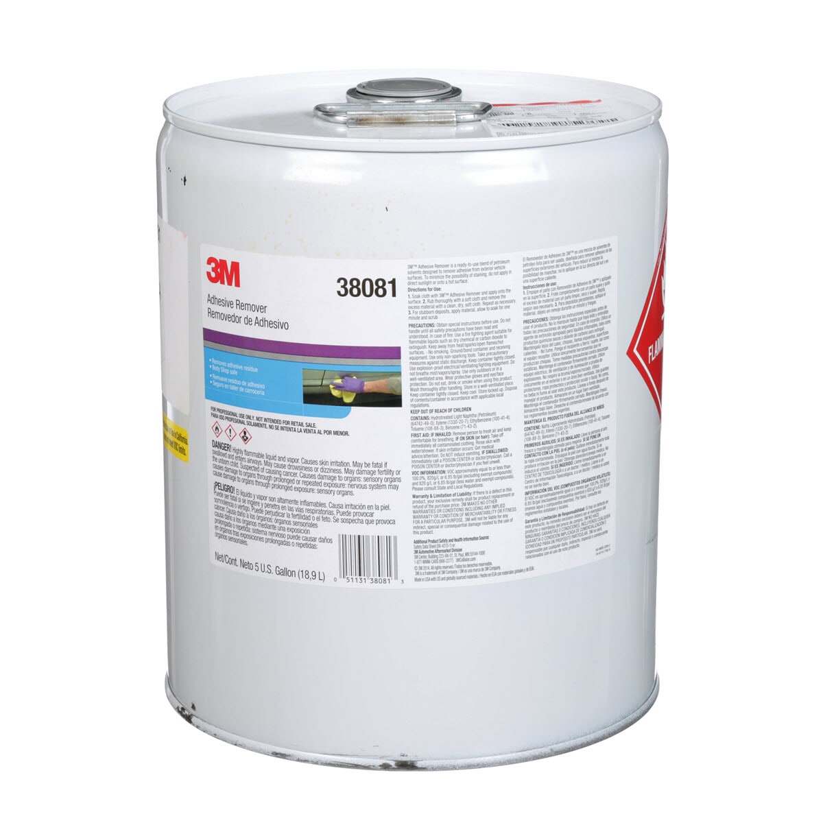 3M 7000045720 Flammable Ready-to-Use Remover, 5 gal Container Pail Container, Liquid Form, Red, Sharp Aromatic Solvent Odor/Scent