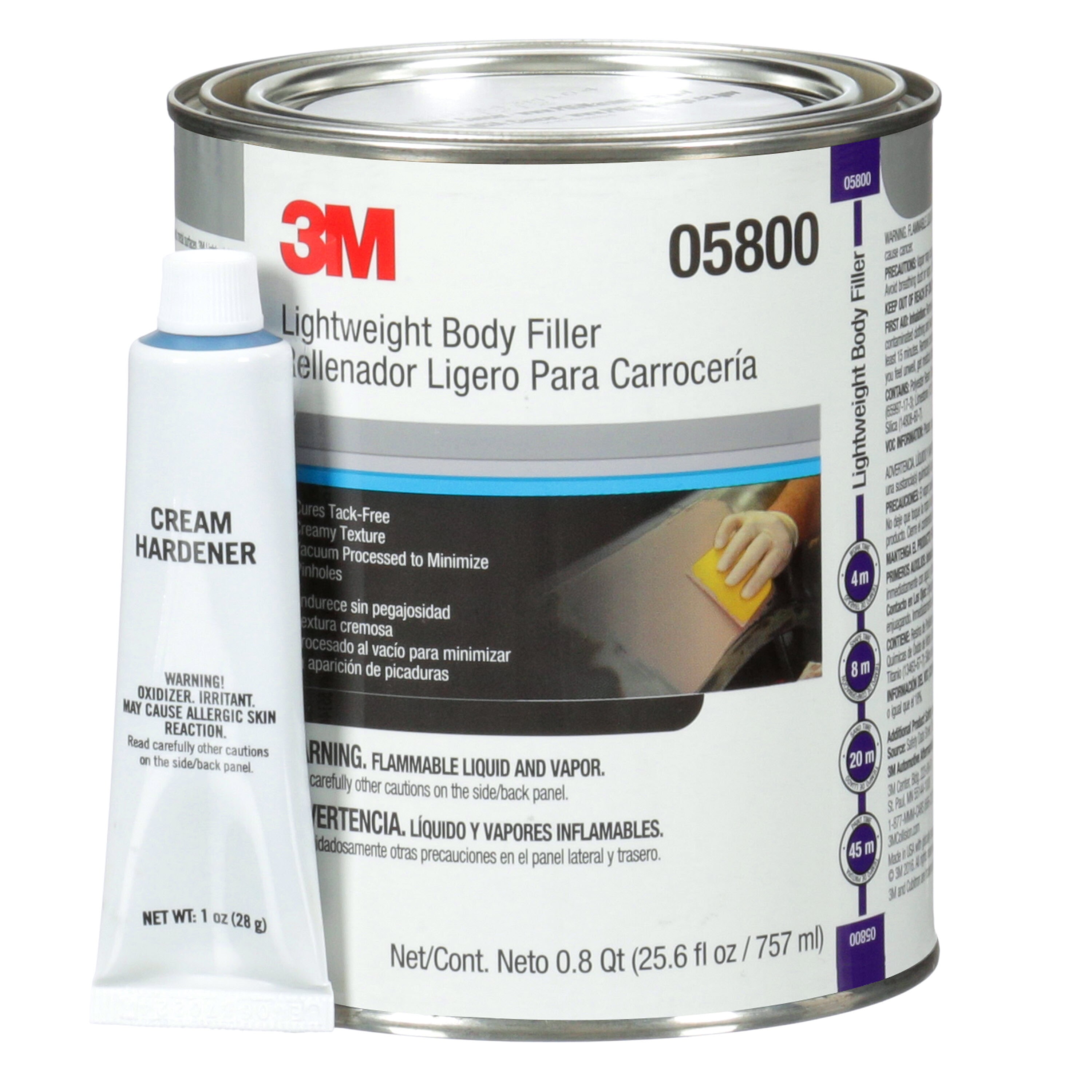 3M 7000045749 Lightweight Body Filler, 1 qt Container Can Container, Gray/Red, Paste Form