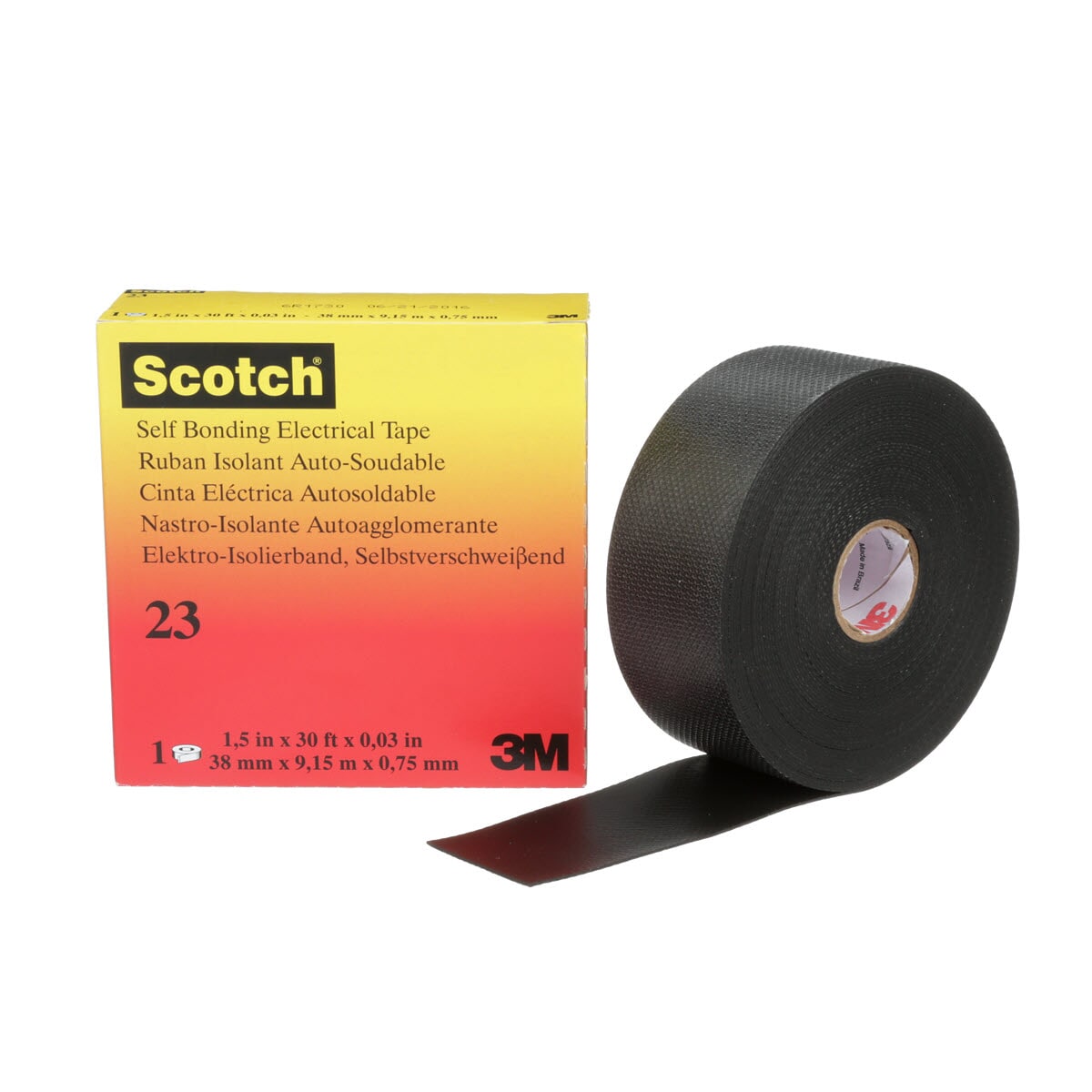 Scotch 7000138529 Splicing Tape, 30 ft L x 1-1/2 in W, 30 mil THK, Rubber, Black